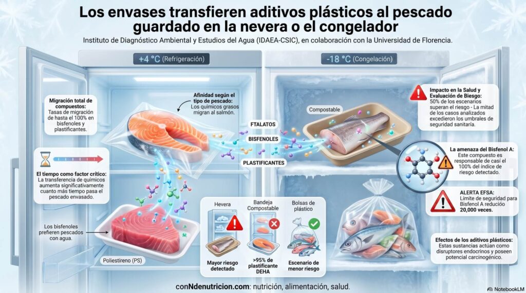 Científicos han demostrado que los envases de plástico transfieren aditivos al pescado que guardamos en la nevera o el congelador.