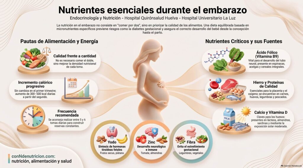 Uno de los mitos más extendidos es que durante el embarazo hay que comer el doble. Pero, en realidad, no se trata de aumentar la cantidad, sino de mejorar la calidad de cada toma.